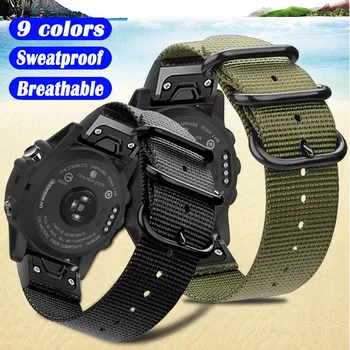 

22mm Sport Nylon Watch Band For Garmin Forerunner 945 935 Quatix 5 Quick Release Replacement Canvas Strap Wristband Watchband