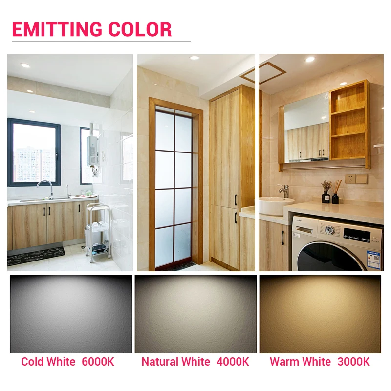 LED Downlight Waterproof IP65 3W 5W 7W 9W 12W 15W Warm Natural Cold White Spot Lamp AC 220V 230V 240V Indoor Lighting led downlight,recessed ceiling spotlight,ceiling lamps