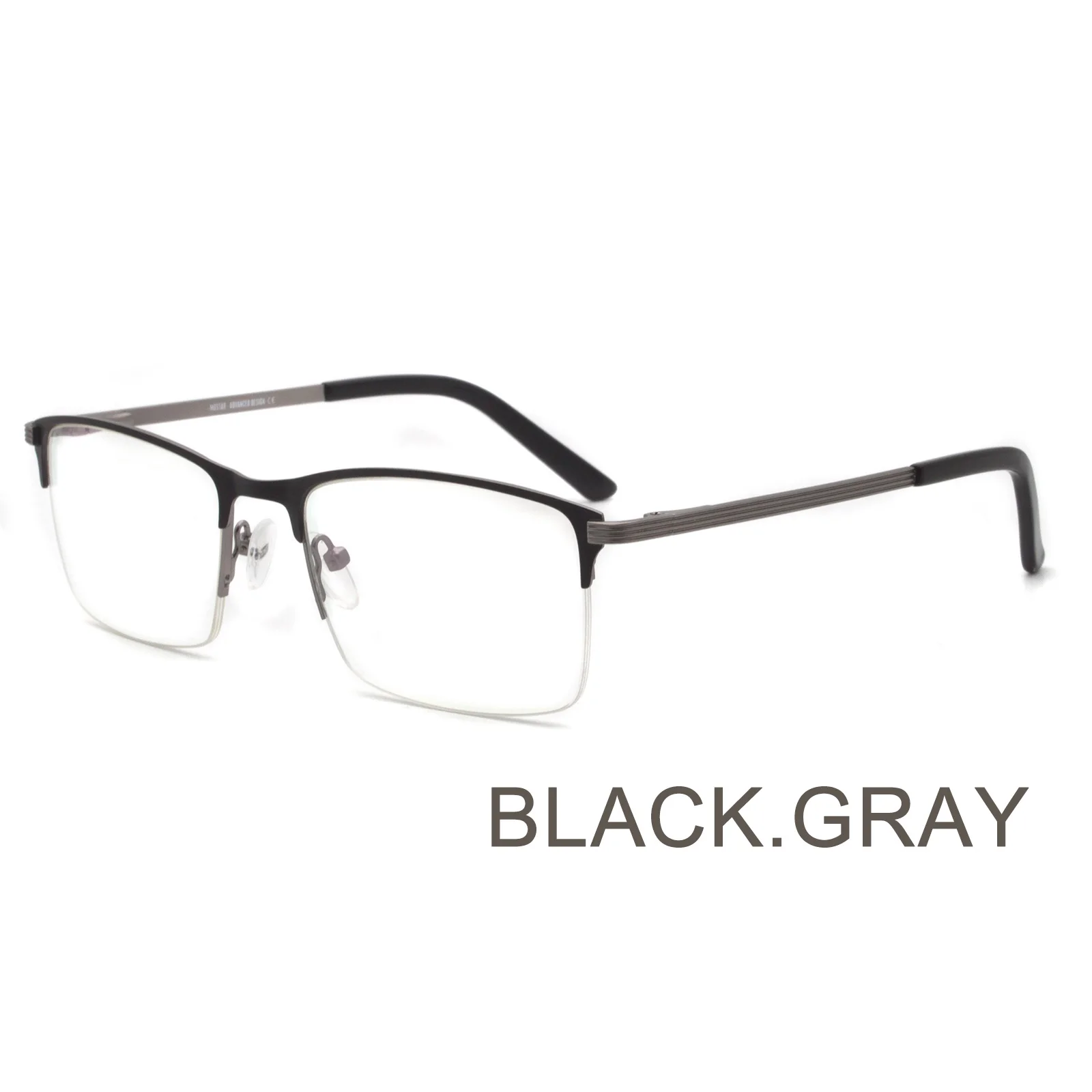 BLACK.GRAY Новые модные мужские прямоугольные линзы без оправы очки без рецепта приличные металлические деловые очки MSG7162 - Цвет оправы: BLACK.GRAY