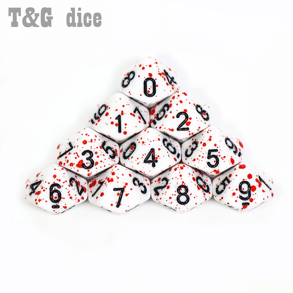 Game Dice Dice Set Acrylic Dice Funny DNDGame RPG 10Pcs/Set Polyhedral D4-D20 Multi Sides Opaque Blood Digital Dice Set Boardgame Accessories