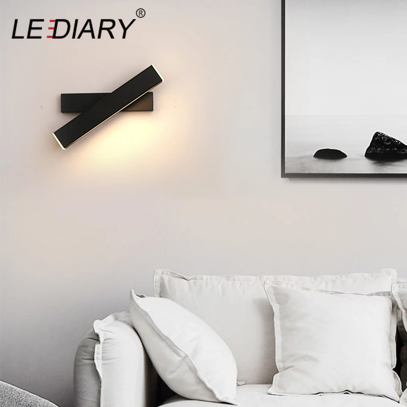 Настенный светильник LEDIARY с поворотом на 350 градусов, черный, белый, 5 Вт, 10 Вт, 15 Вт, 110-240 В, настенный светильник, украшение для кабинета, спальни, ночник, светильник