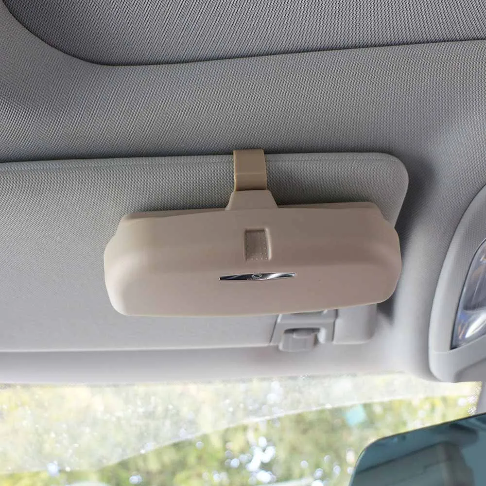 Xburstcar Car Glasses Case Organizer Box Sunglasses Holder Storage Pockets for Seat Leon Ibiza for Peugeot 206 208 207 307 308 - Название цвета: Single Buckle Beige