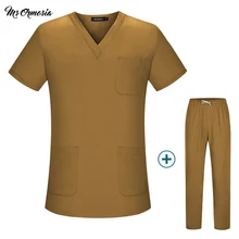 Новая модель, стоячий воротник, модный Женский медицинский скраб для пластической хирургии, спа-магазин, медицинская форма, стоматологическая клиника медсестра, униформа