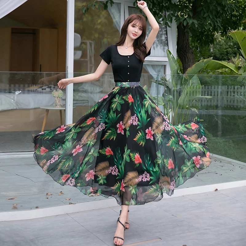スカート YILON CHIFFON FAIRY SKIRT tm yilon CHIFFON FAIRY SKIRT Blue Long Chiffon Maxi Skirt