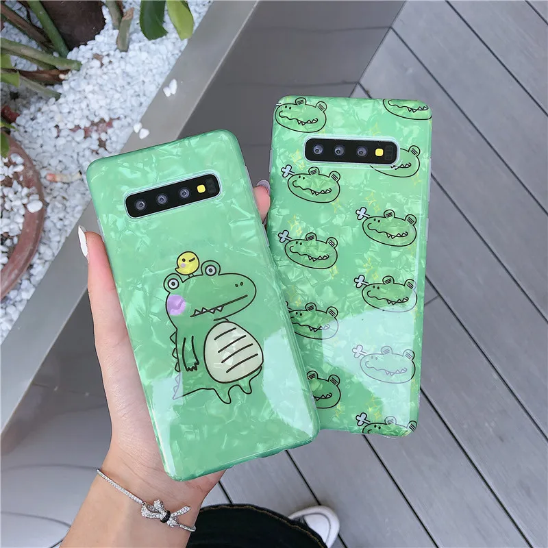 

Funny Cartoon Crocodile Soft Case For Samsung Galaxy S8 S9 S10 Plus Conch Shell Phone Cases For Samsung Note 10 9 8 Plus Covers