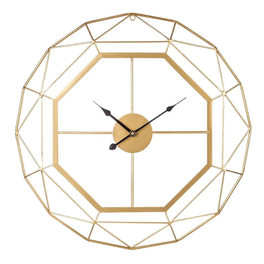 

24 Inches 60cm Wrought Iron Simple Mute Wall Clock Art Silent Wall Clock Hanging Clock Decor - Golden