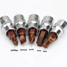 

1Pcs 3/8" Torx Hex Phillips Slotted Pozi Bit Socket Screwdriver Torx Star Socket Bit Square Impact Driver Wrench Tool