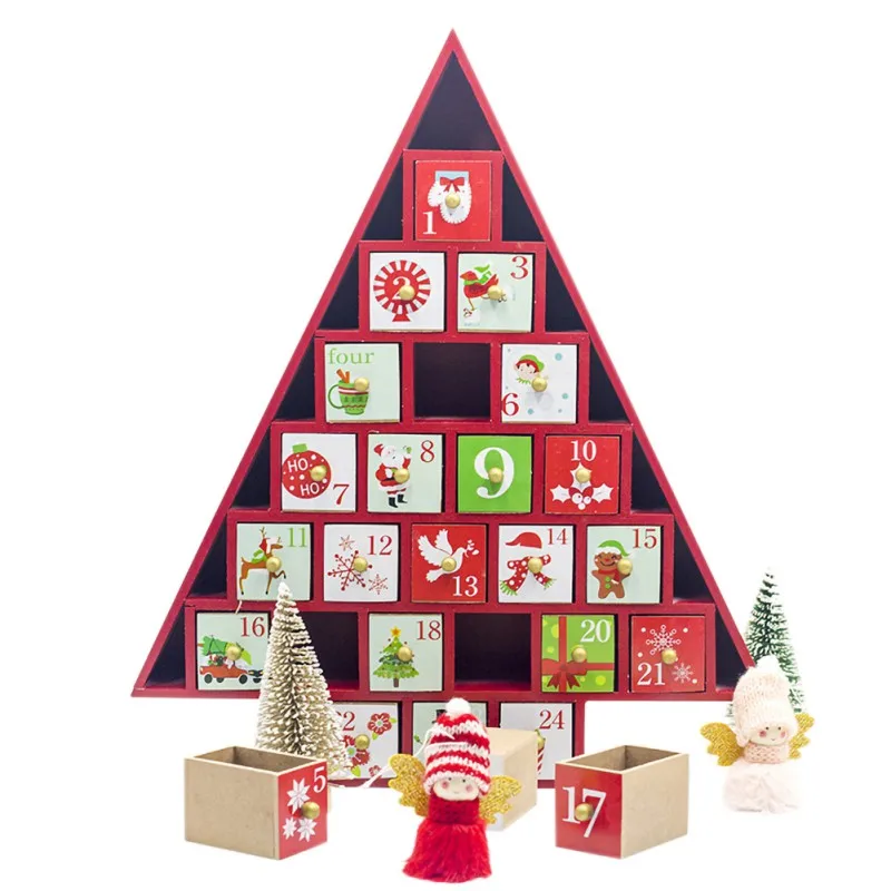 

Christmas Countdown Calendar Storage Box Color Cottage House Advent Calendar Christmas for Home Decorations
