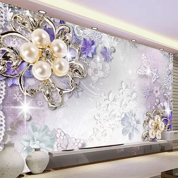 

Custom Mural Wallpaper 3D Stereo Pearl Flower Fresco Living Room TV Sofa Bedroom Luxury Home Decor Wall Stickers PVC Wall Papers