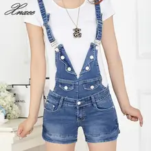 Летние джинсовые шорты свободные тонкие цельные комбинезоны с лямками модные комбинезоны с пуговицами