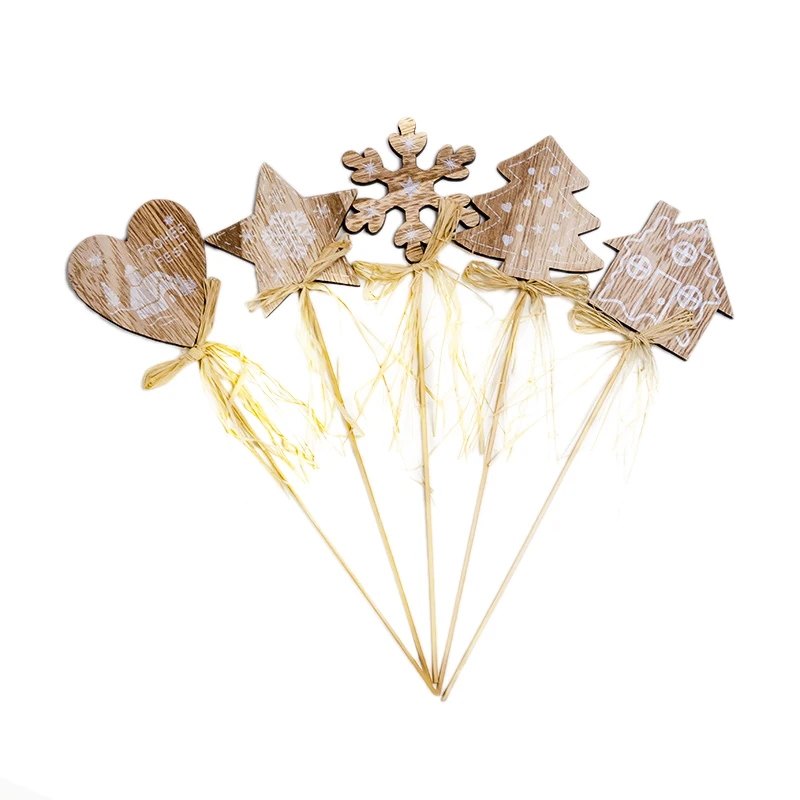 1 Set 10 Pcs Printing Wooden Christmas House Tree Star Shape Pendants Plugin Xmas Ornaments Home Party Decoration |