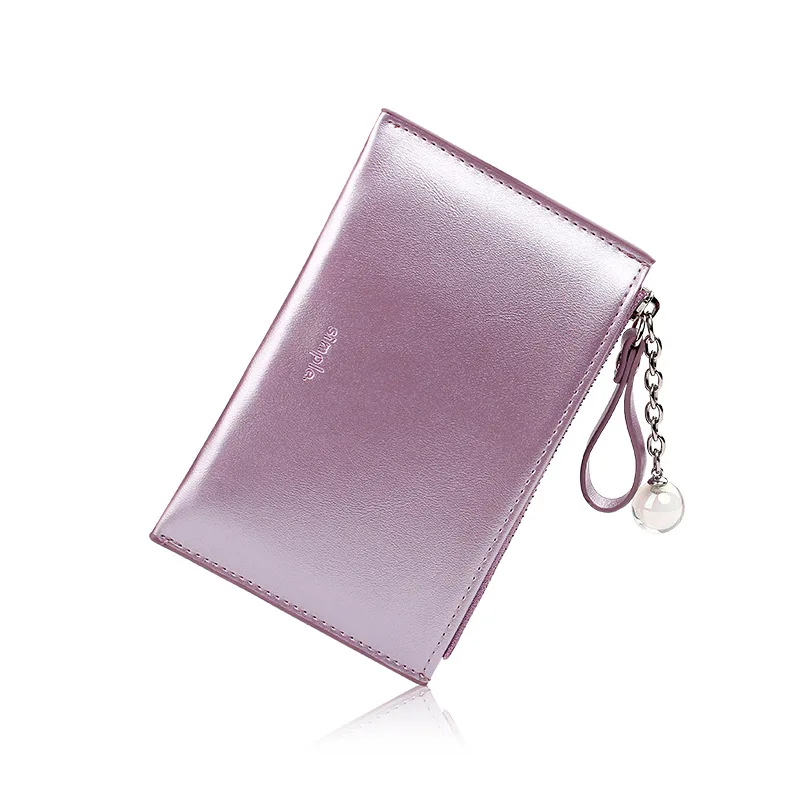 Перламутровый розовый кошелек из искусственной кожи, милые маленькие сумки, женская застежка из искусственной кожи, портмоне, модный держатель для карт для девочек, детские сумки