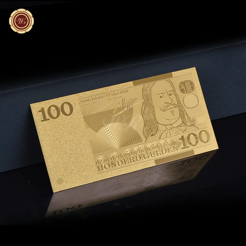 Paesi Bassi Banconota Placcata Oro Gulden 5.10,25,100 Parola Valuta Denaro Falso Banconota Souvenir Regalo Aziendale Per La Raccolta