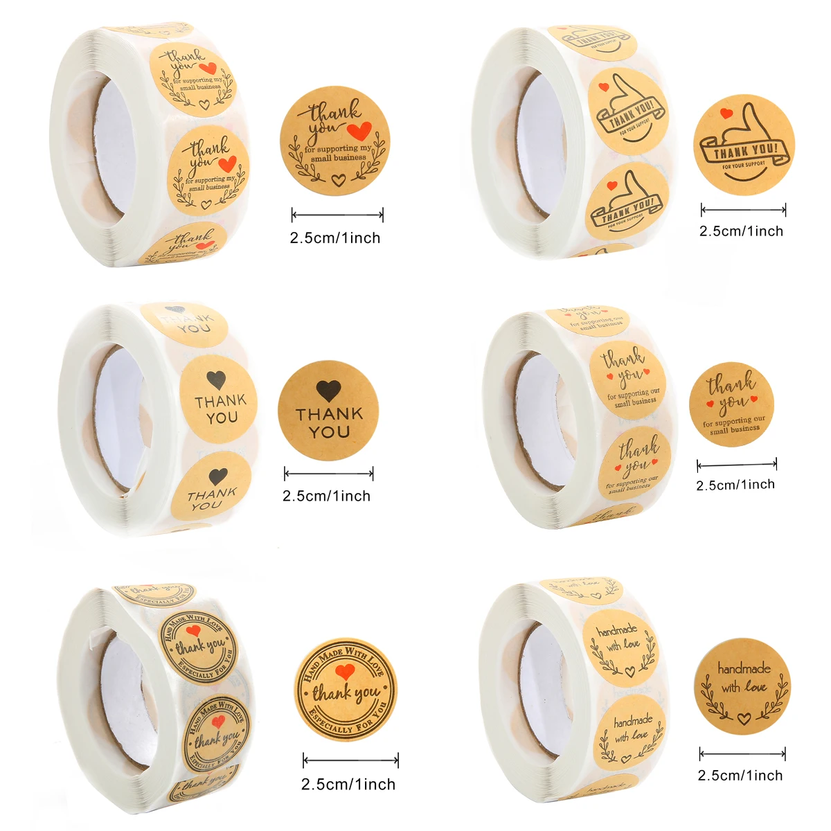 Round natural kraft handmade stickers Scrapbooking For package Adhesive Thank you sticker Seal labels 500pcs/roll handbook stickers roll packaging stickers packaging stickers decorative labels stickers kraft paper stickers paper stickers thank you stickers adhesive stickers self adhesive stickers stationery stickers decorative stickers diy scrapbooking accessories