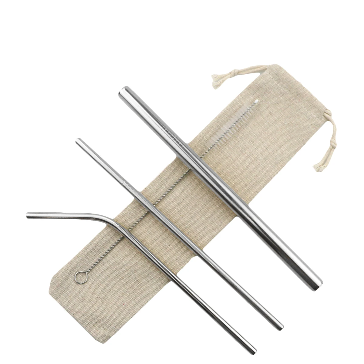Silver 5pcs Высокое качество 304 Нержавеющая сталь питьевой соломы многоразовый металлический соломы прочный соломинка для напитков с чистящая щетка сумка для хранения 20/30 унций - Цвет: Silver 5pcs