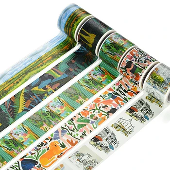 

5M DIY Paper Japanese Washi Masking Tapes Landscape Painting Decoration Adhesive Tapes Scrapbooking Stickers Stationery