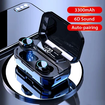 

G02 TWS 5.0 Bluetooth 9D Stereo Earphone Wireless Earphones IPX7 Waterproof Earphones 3300mAh LED Smart Power Bank Phone Holder