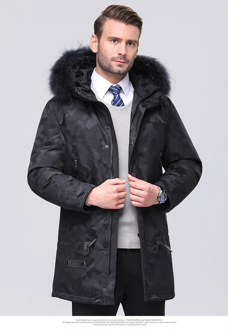 2019 New Arrival Men Down Jacket Men's Winter Coat High Quality Raccoon Fur Hooded Feather Goose Snow Parkas Outerwear (7)
