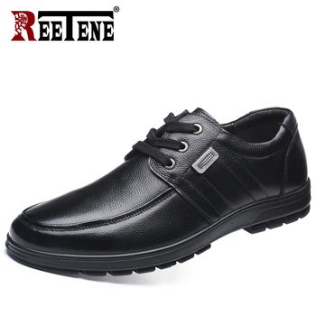 

REETENE Men'S Casual Oxford Shoes High Quality Leather Rubber Male Shoes Lace Up Elegant Formal Shoes Male PU Flats Men Footwear