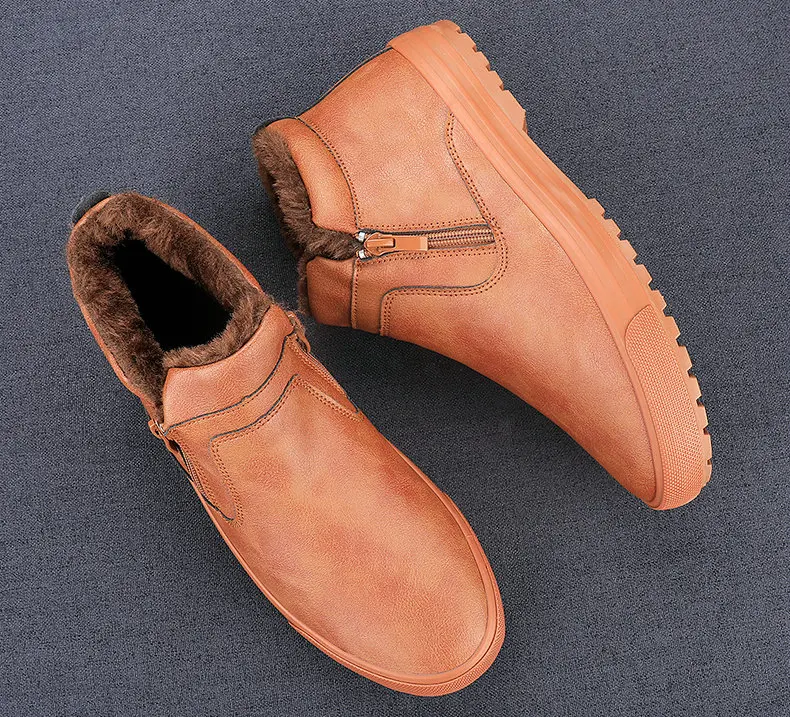 Мужская обувь для взрослых; повседневные качественные резиновые Теплые ботильоны; модные зимние ботинки на меху; мужские кроссовки; A21-86