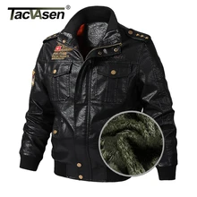 TACVASEN зимняя кожаная куртка мужская теплая флисовая ветрозащитная мотоциклетная байкерская куртка из искусственной кожи пальто винтажные военные кожаные пальто