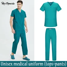 Хлопковая медицинская одежда, женские хирургические топы, модные однотонные скрабы, рабочая одежда и униформа, больничная медицинская форма, униформа медсестры