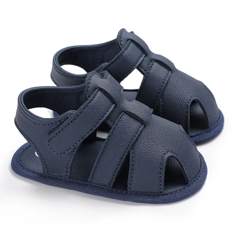 2021 NEW 0-18Months Kids Newborn Baby Boys Fashion Summer Soft Crib Shoes First Walker Anti Slip Sandals Shoes Soft Sole