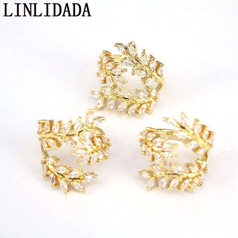 

10Pcs Adjusable Shiny Zirconia CZ Gold Color Rings for Women Party Wedding Jewelry