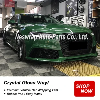 

premium Vinyl Wrap foil Forest Green Car Stickers Dark Green Glossy Vinyl For All Car Models Low tack glue easy install
