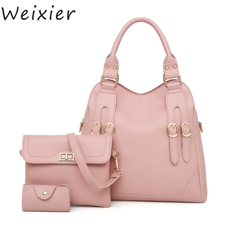

WEIXIER Women's Bag Three-piece Set Female Composite Bag One Shoulder Bag Fashion Large Handbags Satchel Handbag 3 Pcs/set LQ-07