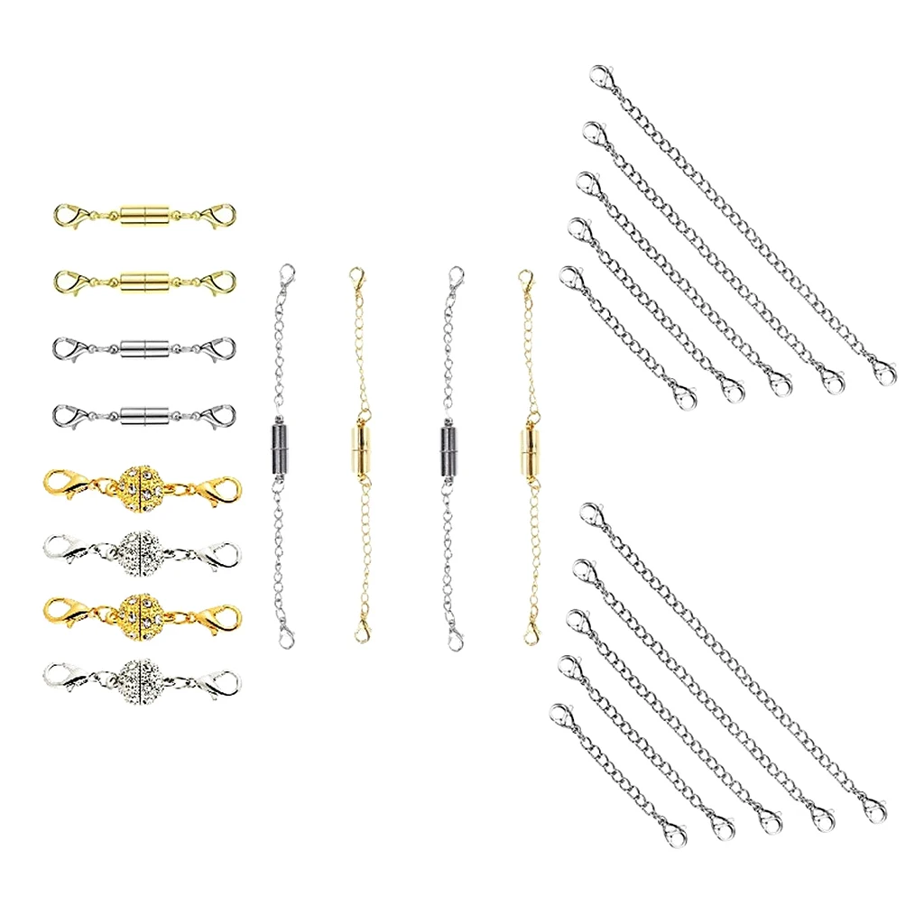 22pc Necklace Extender Chains Magnetic Clasps DIY Bracelet Jewelry Extenders