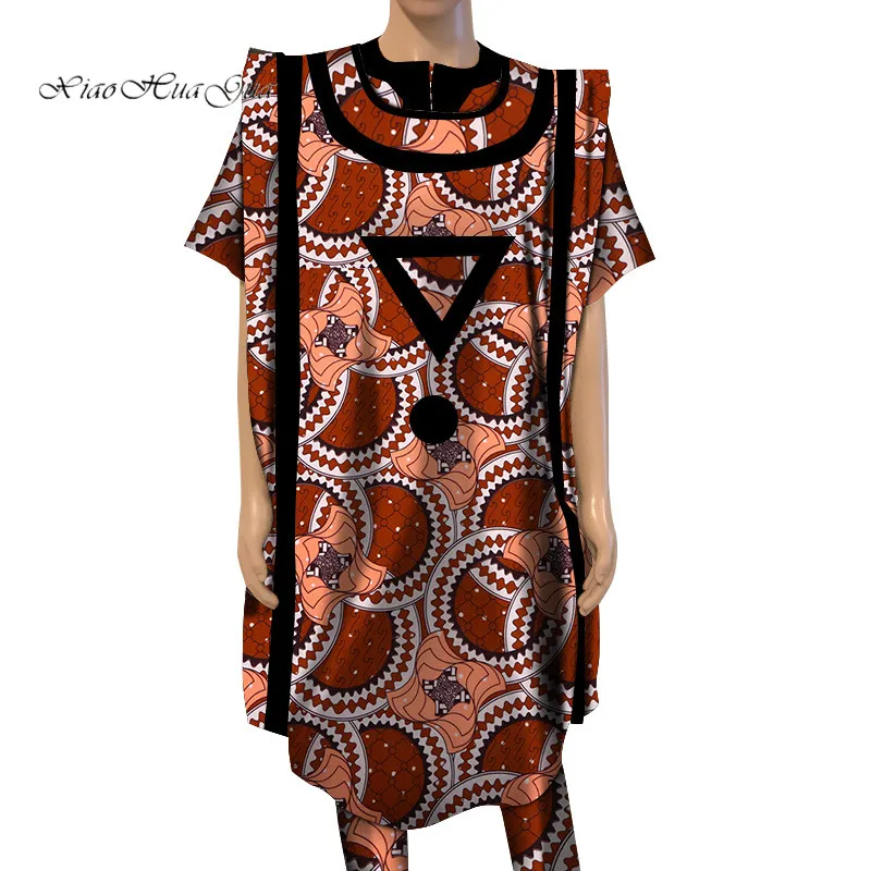 1 Dashiki Bazin Riche Ankara комплект из 3 предметов, короткий рукав, пальто и брюки, халат, африканская Повседневная Традиционная рубашка "Дашики", мужская одежда WYN566 - Цвет: 1