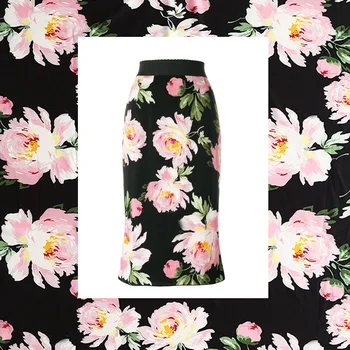 

100x145cm Pink Flower Print Multicolor Stretch Polyester Cady Linen Fabric for Woman Summer Dresses Skirts Blouse Sewing DIY