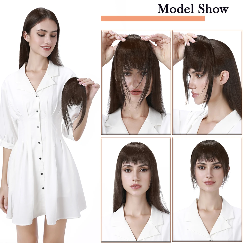 Human Hair Bangs Sego 14g French Neat With Temples 100% Real Human Hair Fringe Swept Natural Look Hair Piece