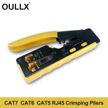 OULLX EZ Cat7 RJ45 Crimper Hand Network Tools Pliers RJ12 Cat5 Cat6 8P8C Cable Stripper Pressing Clamp Tongs Clip Multi Function 1