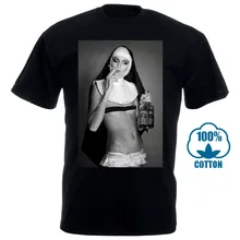 Biarawati Merokok & Minum T Shirt Lucu Keren Desainer Musim Panas Atasan Hadiah(China)