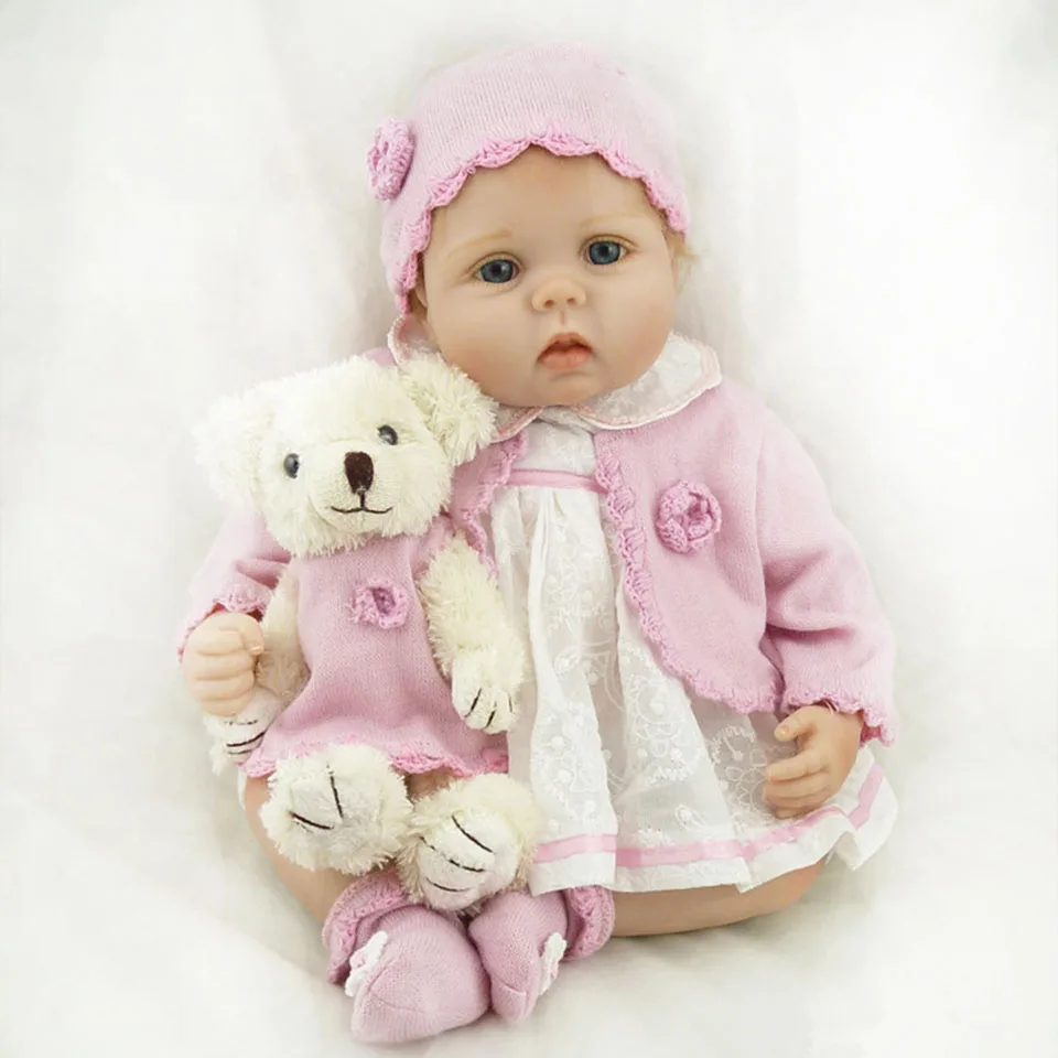 

Soft Silicone Newborn Baby Reborn Doll Babies Dolls 22inch Lifelike Real Bebe Doll for Children Birthday Xmas Gift