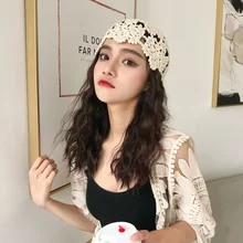 EOEODOIT Осень Новые Вязаные шапки ручной работы Цветы вязаный берет для женщин леди мода голова шапочка с украшением