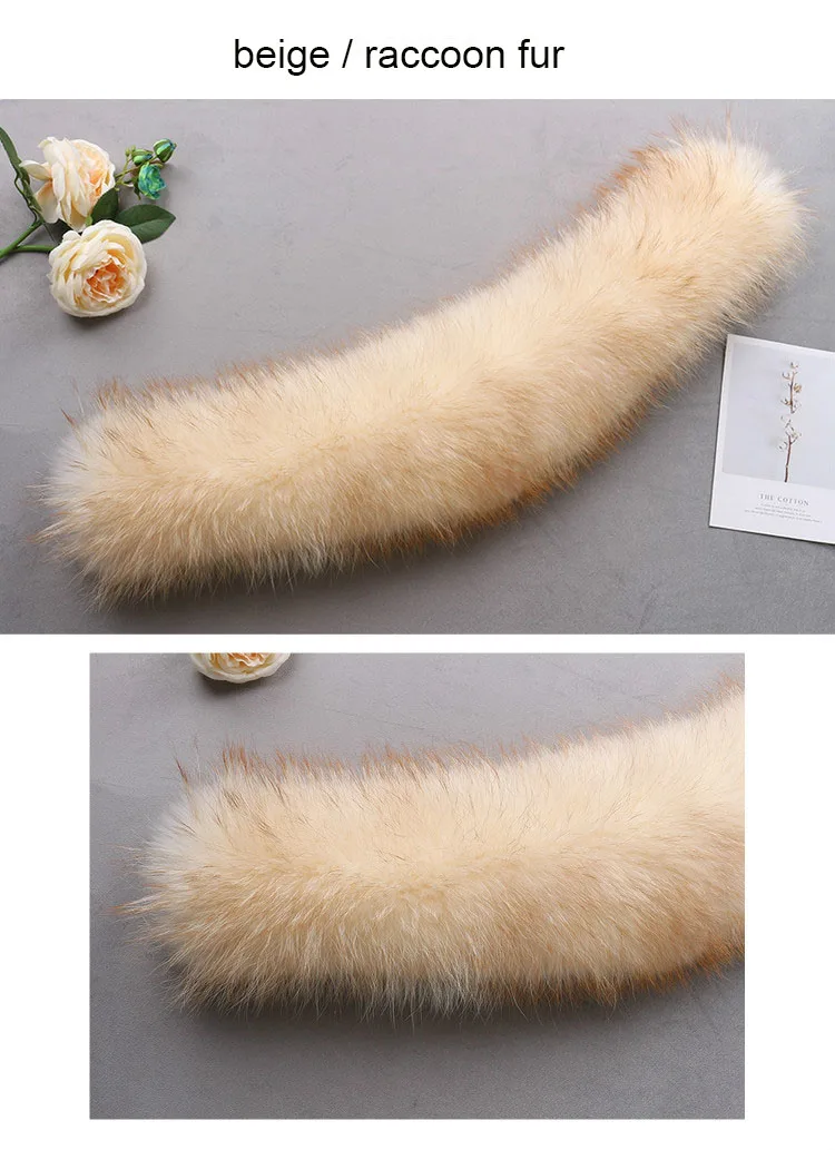 MS.Minshu Fox Fur Collar Parka Coat Collar Genuine Fox Fur Big Collar Fluffy Fox Fur Hood Collar