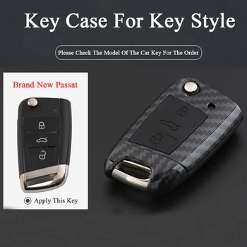 

Carbon fiber + ABS Silicon Key Case For VW Volkswagen Passat Folding Car Key Cover Wallet Set Fits Perfect key Pad House Fob