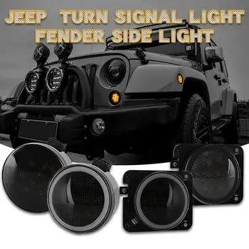 

For Jeep Wrangler 2009-2017 Turn Signal Lights Set Smoked ABS Side Marker
