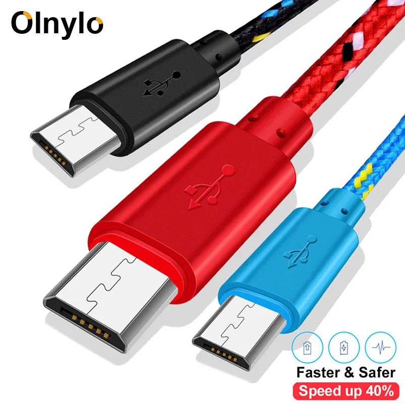 Olnylo нейлоновый Кабель Micro-USB в оплетке USB кабель для синхронизации данных для samsung htc huawei Xiaomi Tablet Android USB кабели для телефонов