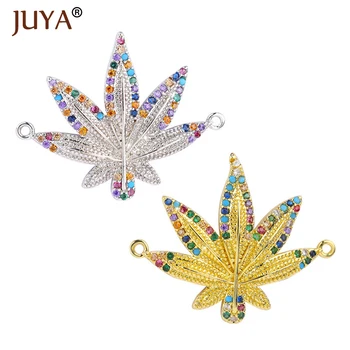 

Juya Jewellery Making Supplies Connectors Cubic Zircon Leaves Pendants DIY Woman Bracelet Necklace Accessories for Jewelery