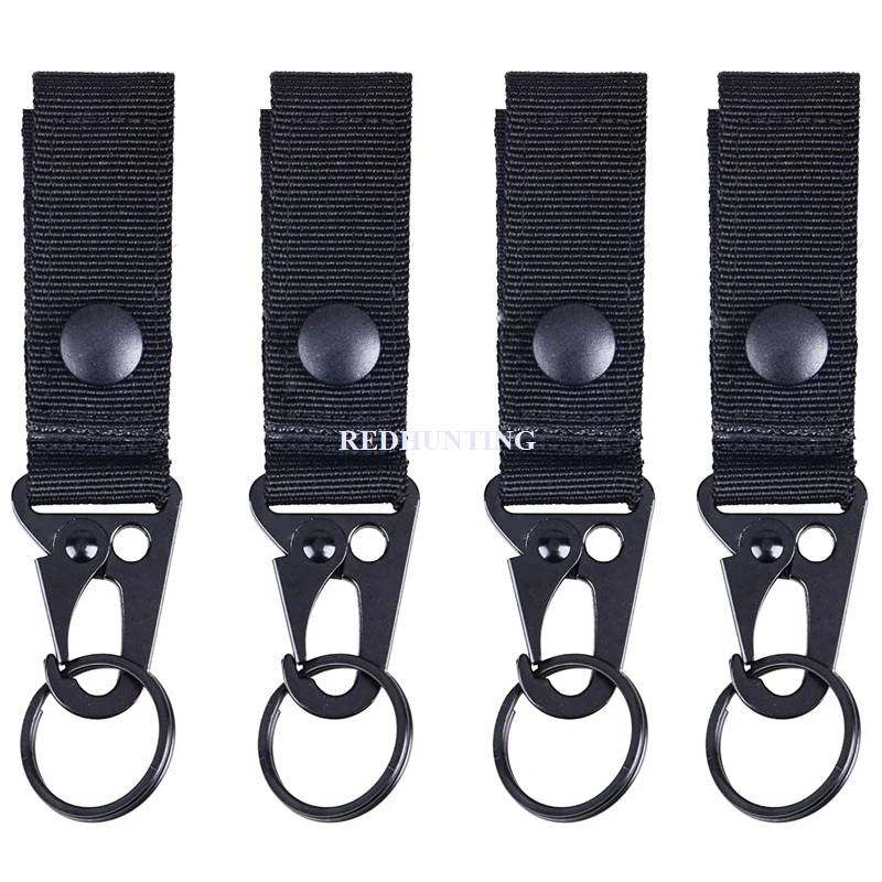 

4PCS 2PCS 1PCS Tactical Molle Key Ring Chain Gear Clip Key Keeper Keychain Nylon Belt Key Holder Carabiners Hanger Buckle Hook