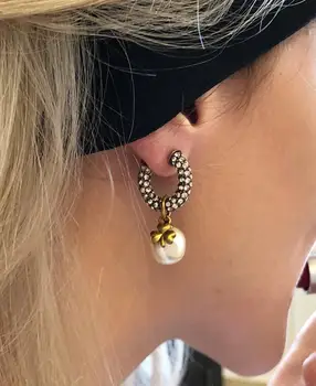 

GCZQ Retro Crystal Stone Pearl CC Drop Earrings Women Jewelry Statment Gothic Boho Top Runway Gown Gifts Earrings For Women