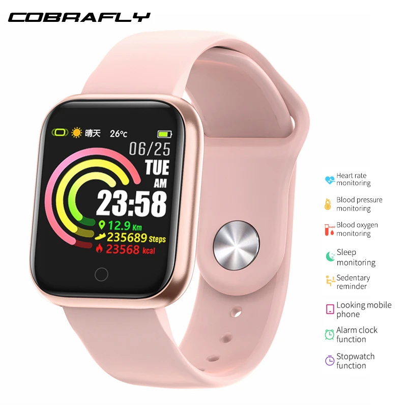

Cobrafly Women Smart Watch Fitness Tracker IP67 Waterproof Heart Rate Blood Pressure Monitor PK B57 Q9 for Xiaomi Apple Phone