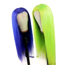 Bombshell синий зеленый длинные прямые синтетические волосы 13*3 парик фронта шнурка термостойкие волокна волос естественные волосы для женщин парики