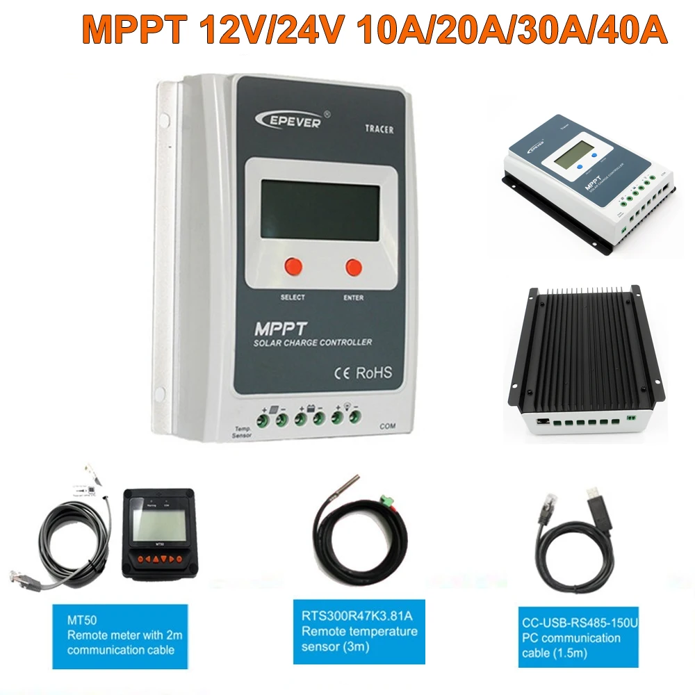 Контроллер 10A 20A 30A 40A MPPT Solar 12 В/24 В контроллер заряда батареи солнечной с