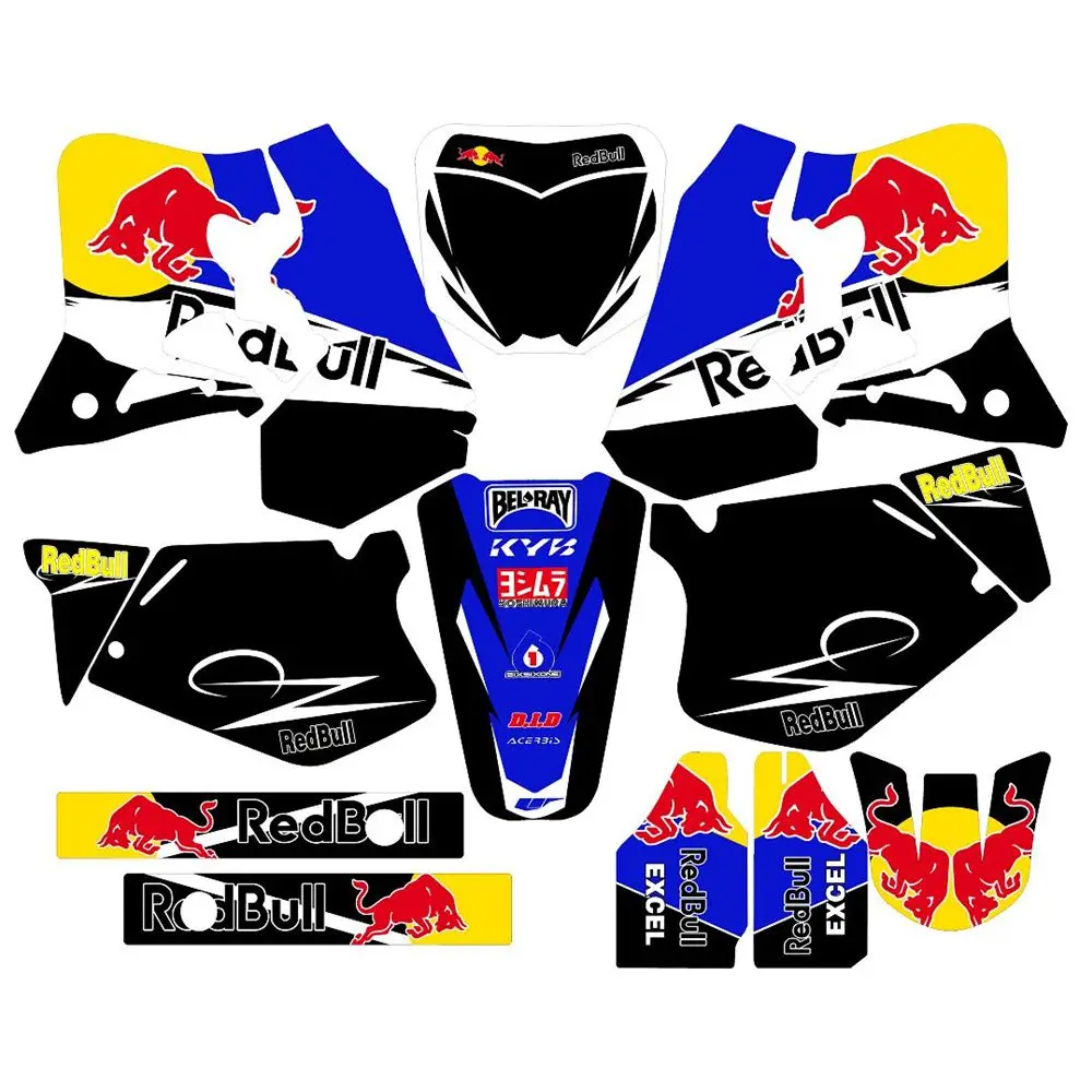 

New Bull Full Graphics Decals Stickers Custom Number Name 3M Bright Matte Stickers Waterproof For HONDA CR125-CR250 1995-1996