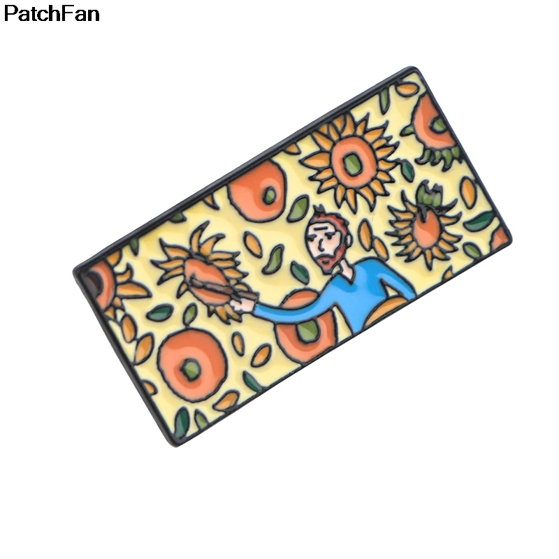 Patchfan Винтаж &quotВан Гог&quot &quotПодсолнухи Картина маслом шпильки рюкзак одежда